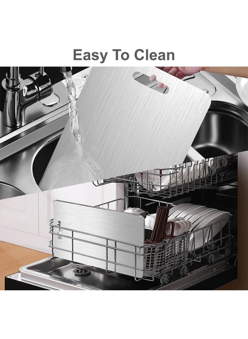 لوح تقطيع شديد التحمل من الفولاذ المقاوم للصدأ 304 للمطبخ، مثالي للتقطيع والفرم والخبز وتحضير اللحوم والجبن والخضراوات والفواكه، 23 × 34 سم - Image 4